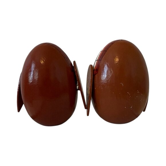 2 Pilgrim Turkey Shelf Sitters Handmade Folk Art Wooden Egg Movable Legs - Picture 6 of 13